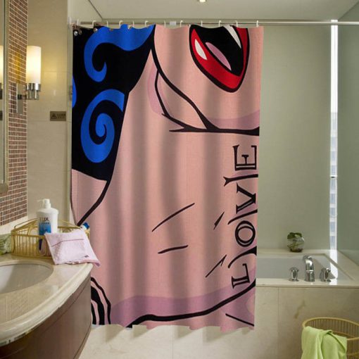 Comic Girl Love Tattoo Shower Curtain (AT)