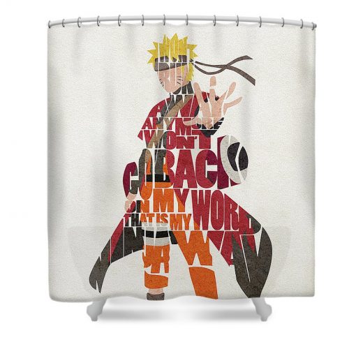 Naruto Uzumaki Typography Art Shower Curtain (AT)