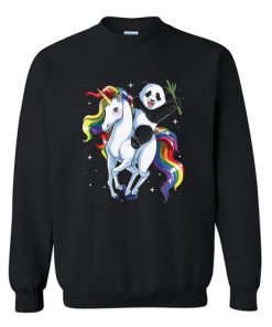 Panda Bear Riding Magical Unicorn Pegasus Sweatshirt (AT)