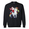 Santa Clause Riding a Rainbow Unicorn Christmas Holiday Sweatshirt (AT)