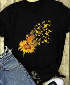 Birds Sunflower butterfly t shirt RF02