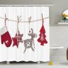 Christmas shower curtain socks hanging RF02