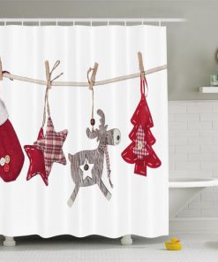 Christmas shower curtain socks hanging RF02