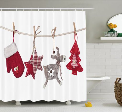 Christmas shower curtain socks hanging RF02