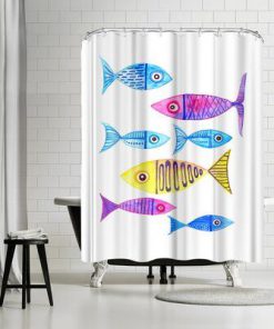 Fish Cluster 4 Single Shower Curtain RF02