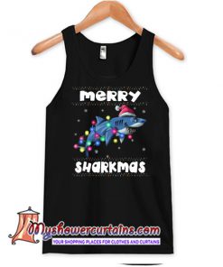 Merry Sharkmas Funny Santa Claus Ugly Christmas Lights Xmas Gift Tank Top SN