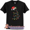 Santa Black Cat Tangled Up In Lights Christmas Santa GraphicT-Shirt SN