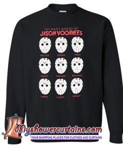 The Many Moods Of Jason Voorhees Mask Shirt Distressed Sweatshirt SN