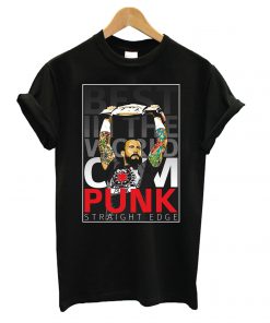 CM PUNK STRAIGHT EDGE WRESTLING Black T shirt RF02