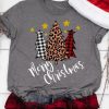 Plaid Leopard Printed Merry Christmas Trees t shirt RF02