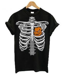 Skeleton Rib Cage Xray Pumpkin Heart t shirt RF02