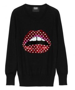 Zoe Ball Sequin Polka Dot Lips Sweatshirt RF02