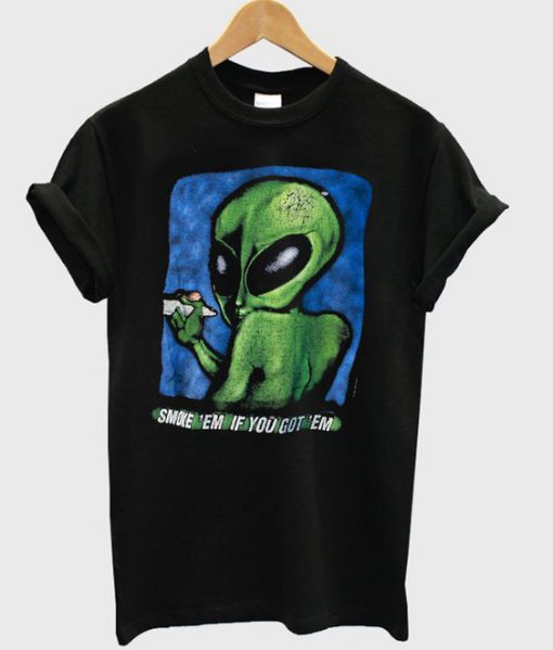90s Distressed Smoking Alien Grunge t shirt RF02
