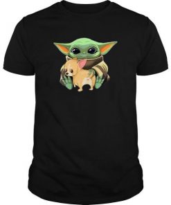 Baby Yoda Hug Corgi Cartoon t shirt RF02