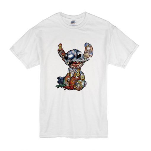 Disney Characters inside Stitch t shirt RF02