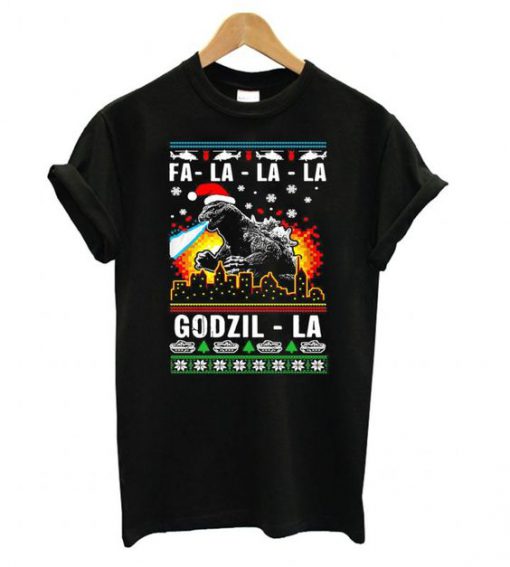 Fa La La La Godzilla ugly Christmas t shirt RF02