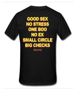 Good Sex No Stress No Boo No Ex Small Circle Big Checks t shirt back RF02