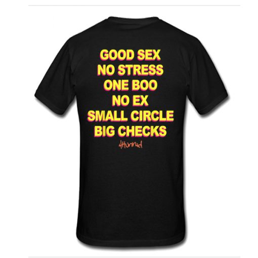 Good Sex No Stress No Boo No Ex Small Circle Big Checks t shirt back RF02