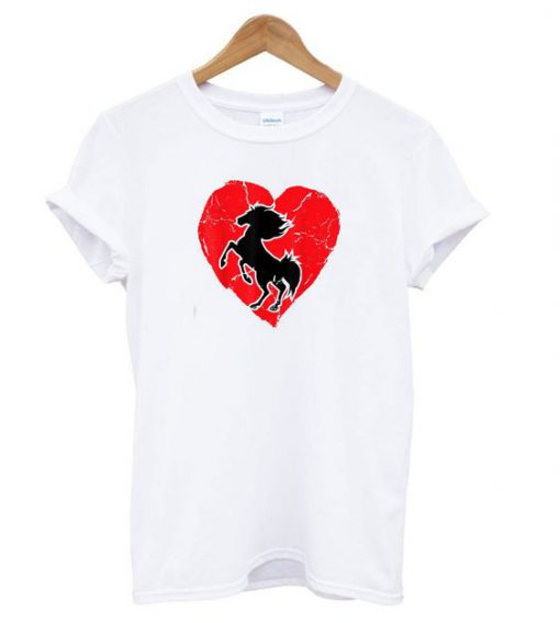 Heart Horse Shadow Equestrian Horse Riding t shirt RF02