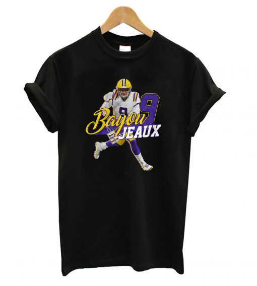 Joe-Burrow No. 9 Bayou Jeaux LSU Football QB Jersey t shirt RF02