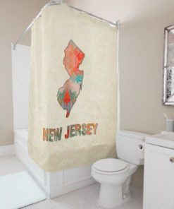 Mosaic Parchment Map NEW JERSEY Shower Curtain RF02