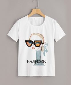 Figure & Letter Print t shirt RF02