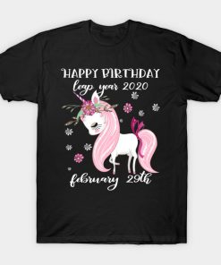 Funny Leap Day Birthday Gift February 29th Leap Year Unicorn T-Shirt AI