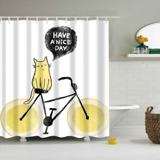 Have a Nice Day Cat Lemon shower curtain RF02