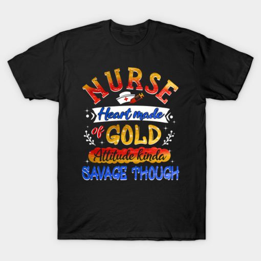 Nurse Heart Made Of Gold T-Shirt AI