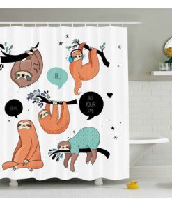 Smiling Sloth Cartoon Shower Curtain RF02