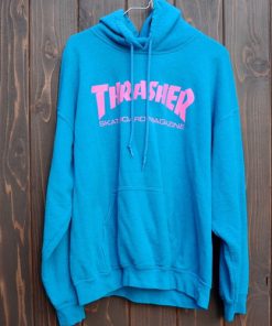Thrasher Skateboard Magazine Blue Pink hoodie RF02