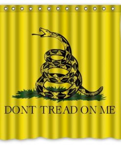 Yellow Background Don't Tread On Me Shower Curtain AI