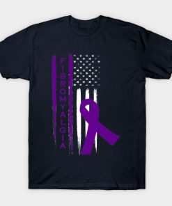 Fibromyalgia Awareness Fibro Us America Flag T-Shirt AI