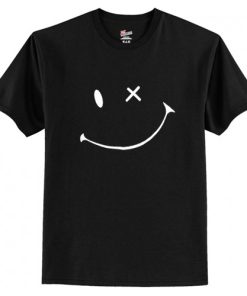 Smile Face Print Round Neck T-Shirt AI