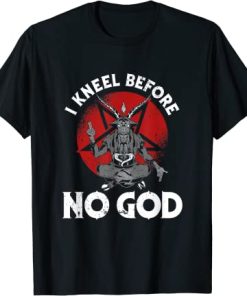 I Kneel Before No God Satanic Pentagram T-Shirt AI