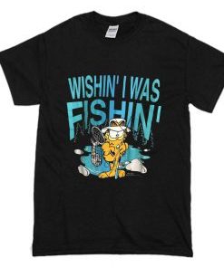 Wishin’ I Was Fishin’ Vintage 70s Garfield Fishing T-Shirt AI