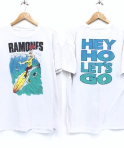 Ramones Surfing Spellout Hey Ho Let's Go T Shirt Twoside